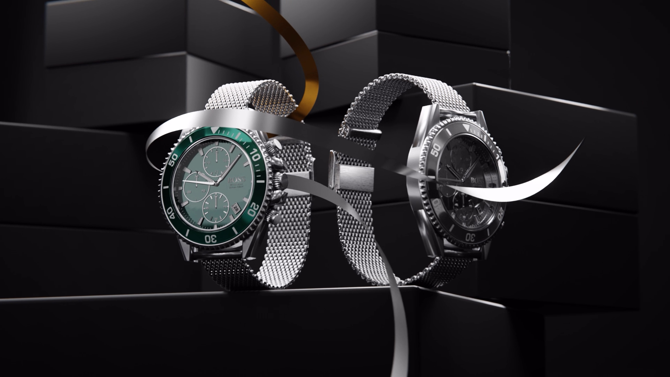 BOSS watches in a premium product CGI scene