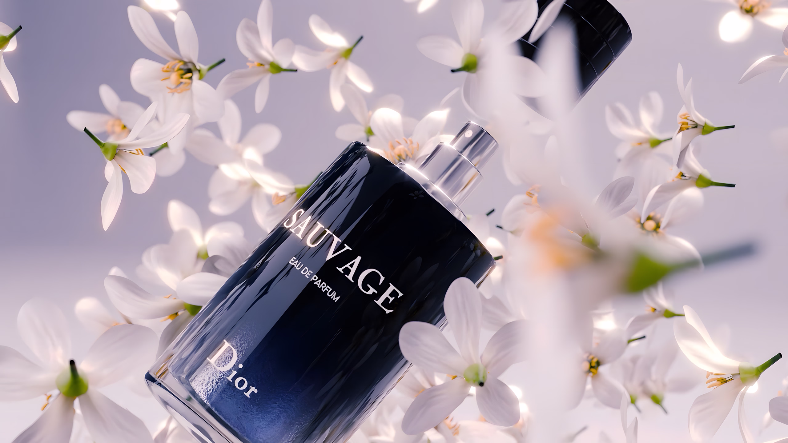Dior Sauvage perfume bottle in a cinematic CGI scene