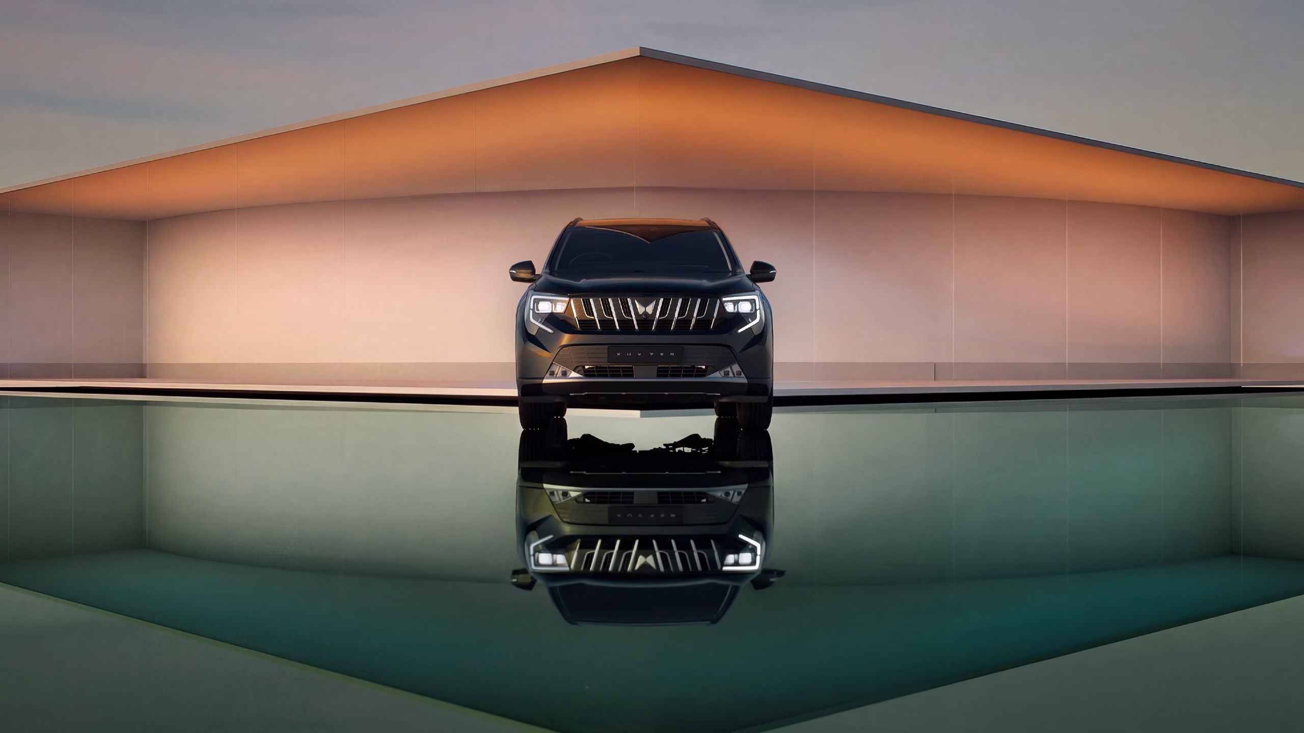 Mahindra SUV in a cinematic automotive CGI environment