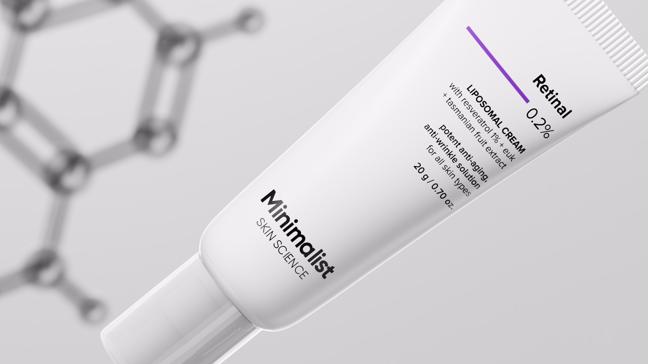 Minimalist Liposomal Cream skincare product CGI visualization scene