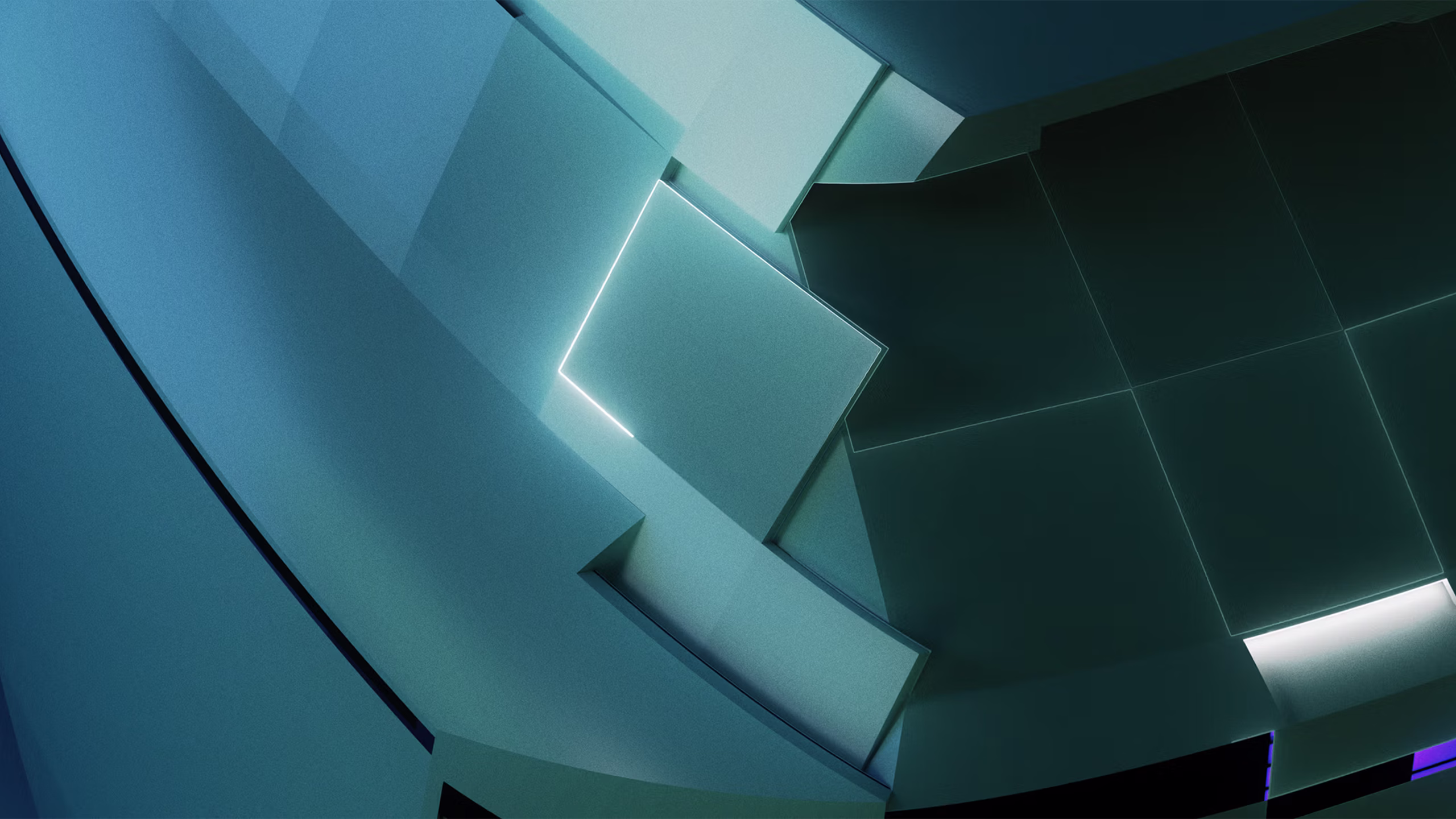 Renault architectural CGI scene with geometric forms and cinematic lighting